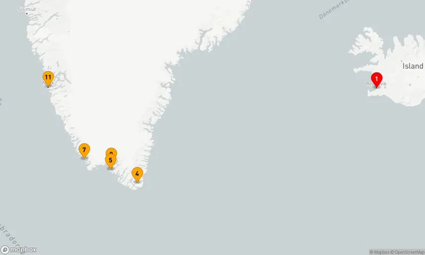 Route 10 Nächte - Von Reykjavík nach Nuuk (Godthaab)