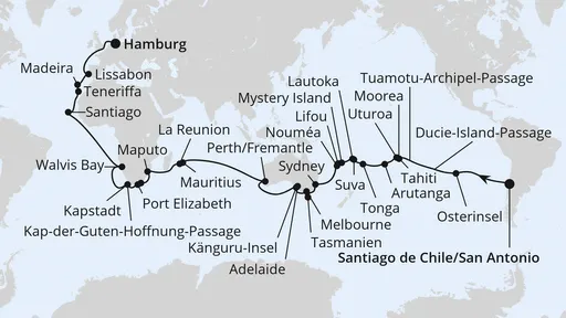 Route Von San Antonio nach Hamburg