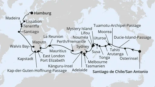 Route Von San Antonio nach Hamburg