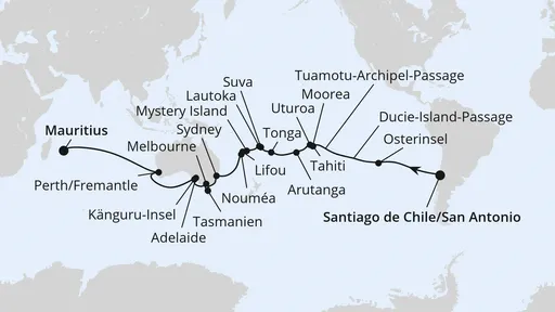 Route Von San Antonio nach Mauritius
