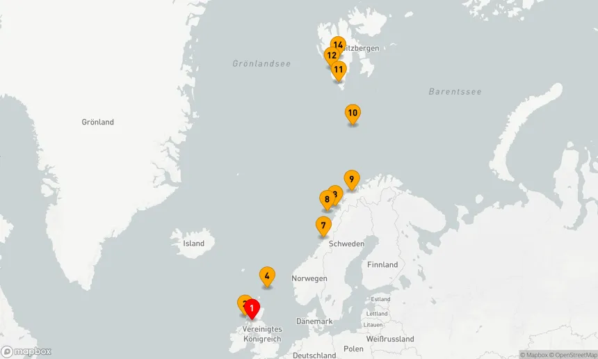Route 13 Nächte - Von Schottland nach Spitzbergen