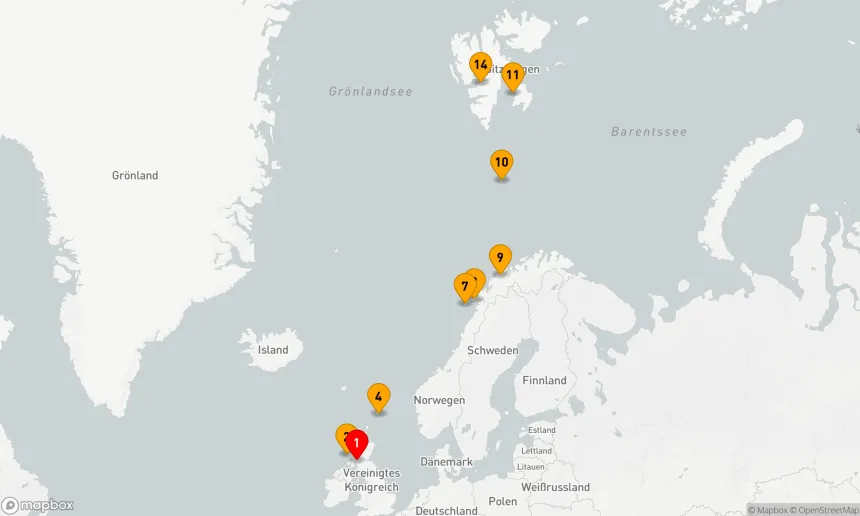 Route 13 Nächte - Von Schottland nach Spitzbergen