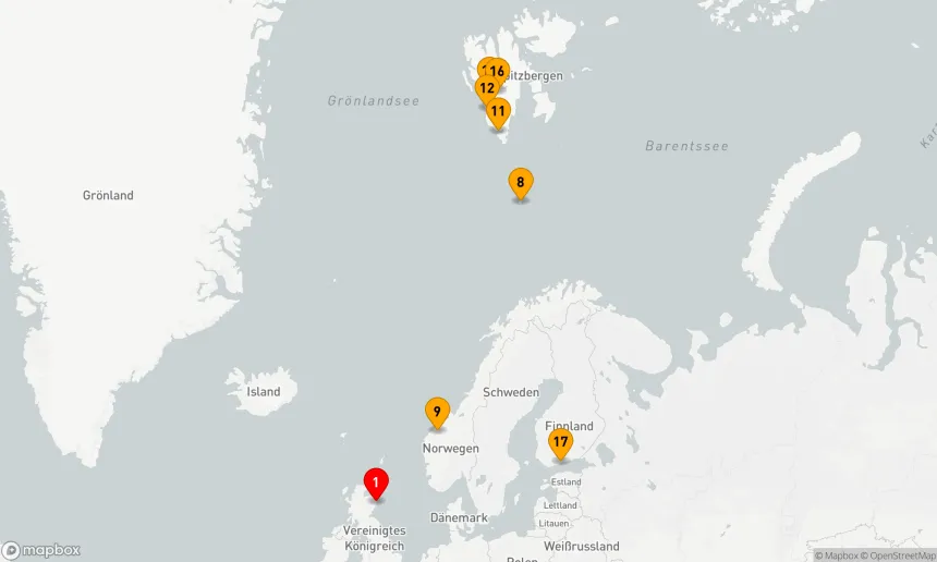 Route 16 Nächte - Von Schottland nach Spitzbergen: Papageientaucher,  Meereis und Wildtiere