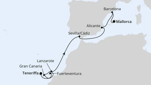 Route Von Teneriffa nach Mallorca