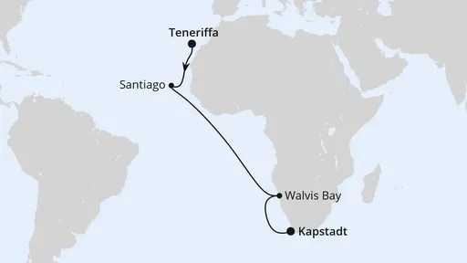 Route Von Teneriffa über Namibia nach Kapstadt