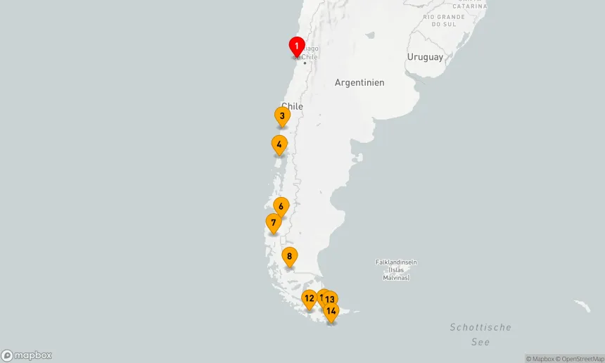 Route 14 Nächte - Von Valparaíso nach Ushuaia