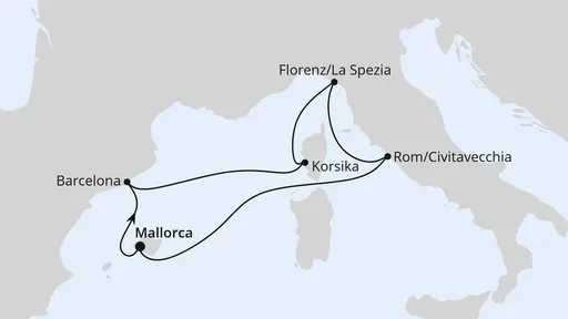 Route Weihnachtsreise im Mittelmeer ab Mallorca