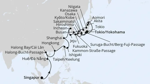 Route Weltenbummler Asien mit Japan zur Frühlingsblüte