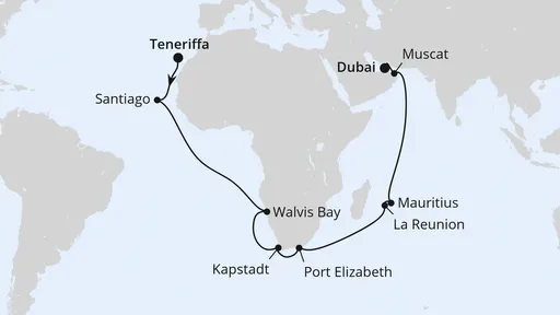 Route Weltenbummler Kapverden, Südafrika & Mauritius 1
