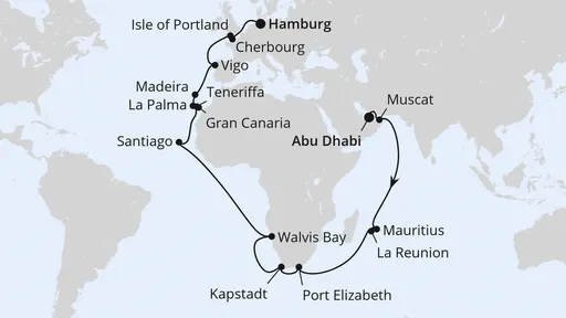 Route Weltenbummler Mauritius & Südafrika ab Abu Dhabi