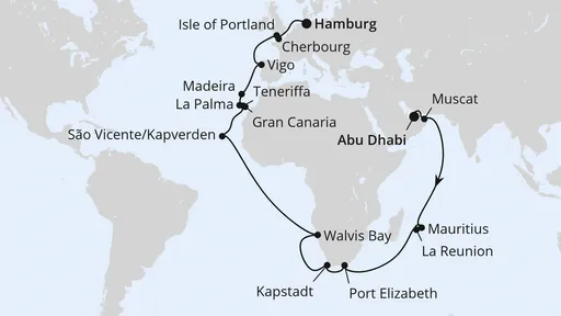 Route Weltenbummler Mauritius & Südafrika ab Abu Dhabi