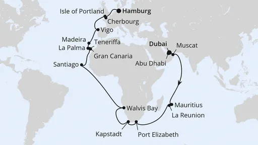 Route Weltenbummler Mauritius & Südafrika ab Dubai 2