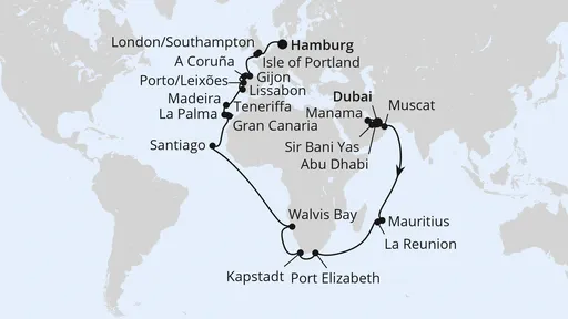 Route Weltenbummler Orient, Südafrika & Mauritius