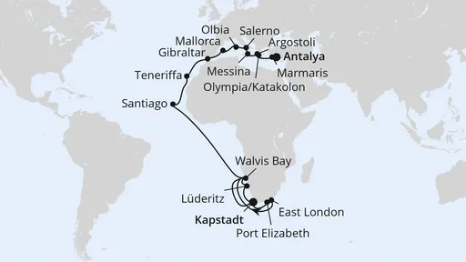 Route Weltenbummler Südafrika, Namibia & Mittelmeer