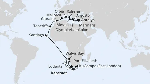 Route Weltenbummler Südafrika, Namibia & Mittelmeer