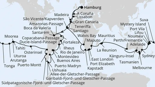 Route Weltreise 2026
