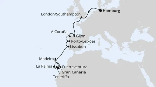 Route Westeuropa-Highlights & Kanaren ab Hamburg