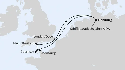 Route Westeuropa & Geburtstagsparade auf der Elbe