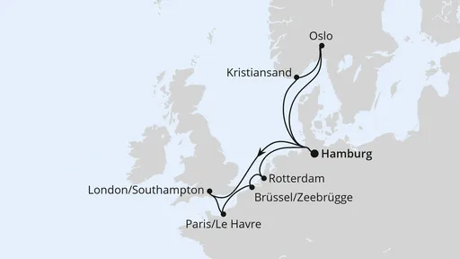 Route Westeuropas Metropolen & Norwegen ab Hamburg