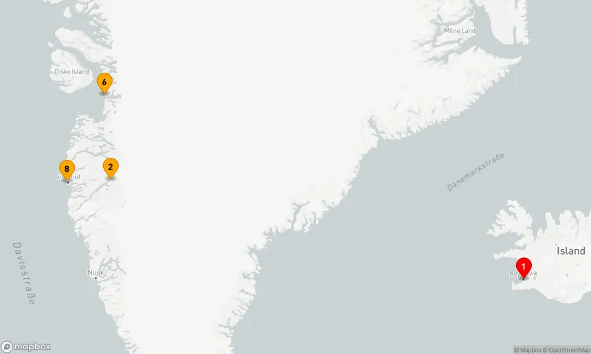Route 10 Nächte - Westgrönland: Auf der Suche nach gewaltigen Eisbergen und Inuit-Gemeinschaften, Richtung Süden