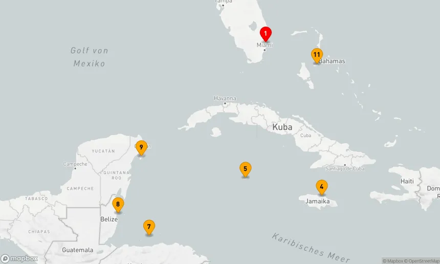 Route 11 Nächte - WESTLICHE KARIBIK: GROSSE ANTILLEN, BELIZE UND MEXIKO