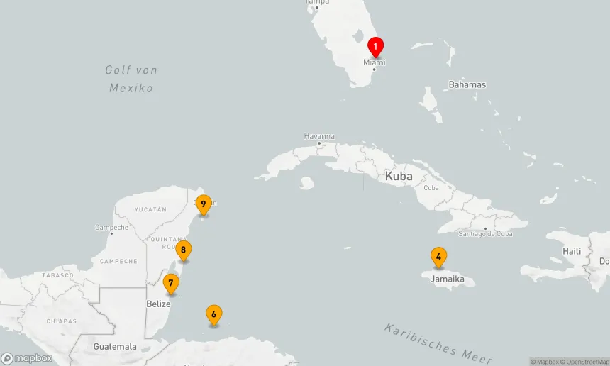 Route 10 Nächte - WESTLICHE KARIBIK: GROSSE ANTILLEN,  BELIZE UND MEXIKO