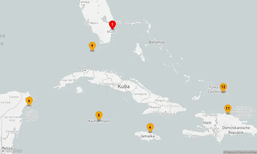 Route 14 Nächte - WESTLICHE & ÖSTLICHE KARIBIK: MEXIKO & BAHAMAS URLAUB