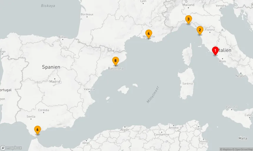 Route 7 Nächte - WESTLICHES MITTELMEER: ITALIEN,  FRANKREICH UND GIBRALTAR