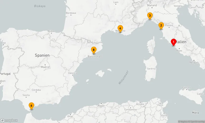 Route 7 Nächte - WESTLICHES MITTELMEER: ITALIEN, FRANKREICH UND GIBRALTAR