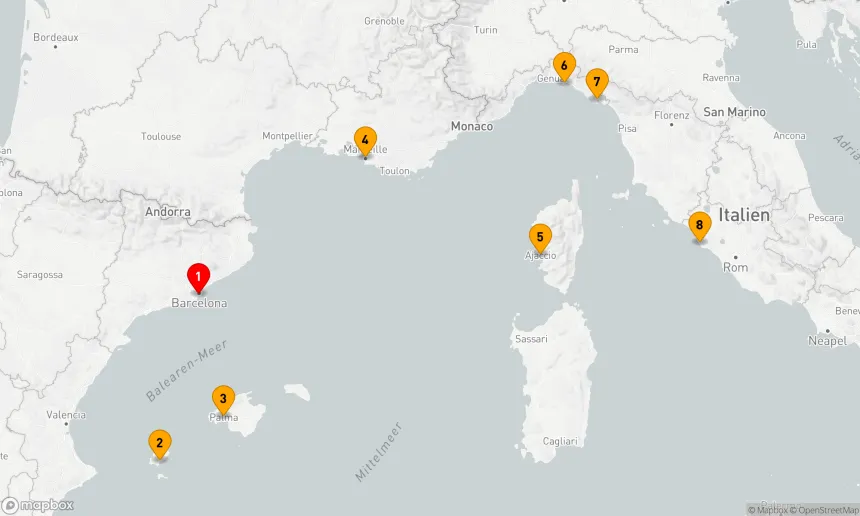Route 7 Nächte - Westliches Mittelmeer mit Italien