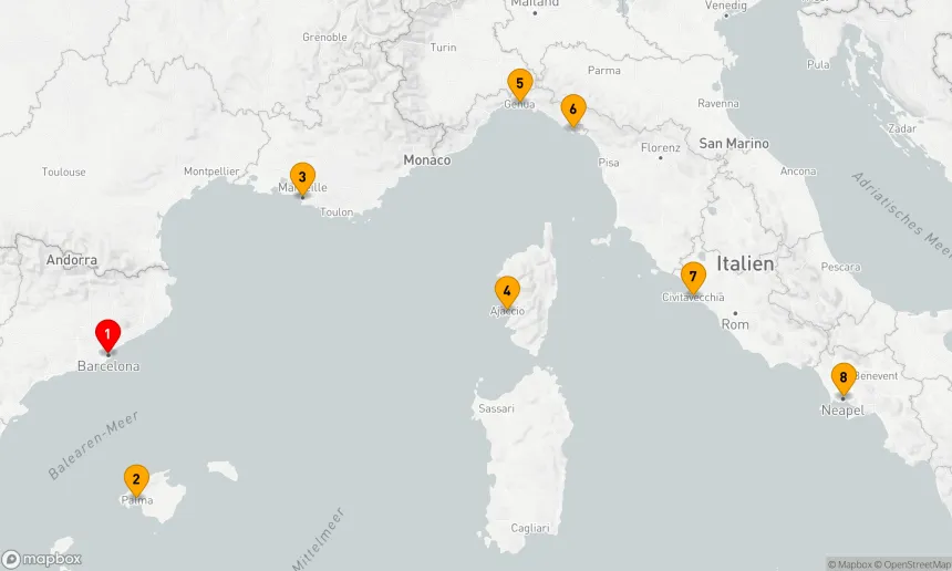 Route 7 Nächte - Westliches Mittelmeer mit Italien