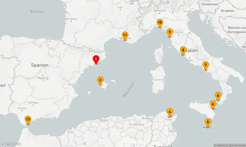 Route 14 Nächte - WESTLICHES MITTELMEER: SPANIEN, ITALIEN & FRANKREICH