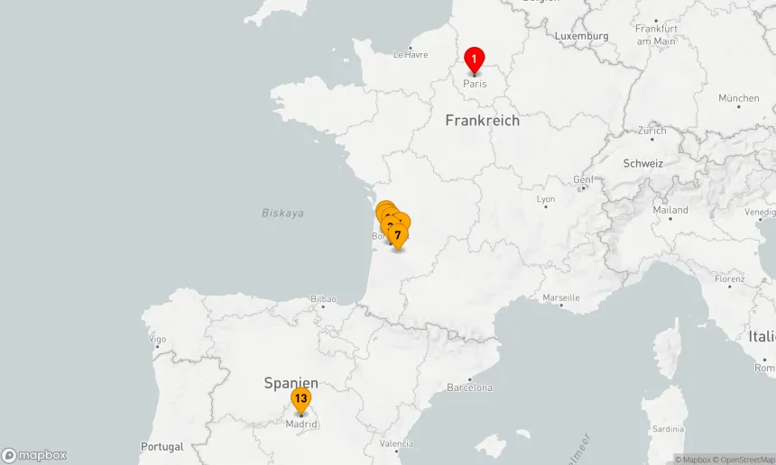Route 15 Nächte - Wunderschönes Bordeaux mit Highlights in Paris und Madrid