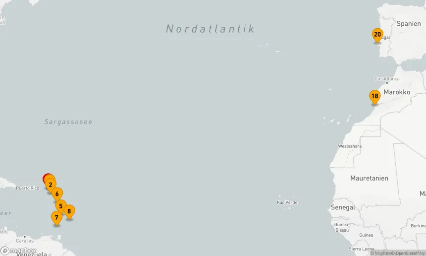Route 19 Nächte - YACHTHÄFEN IN DER KARIBIK & ATLANTIKÜBERQUERUNG