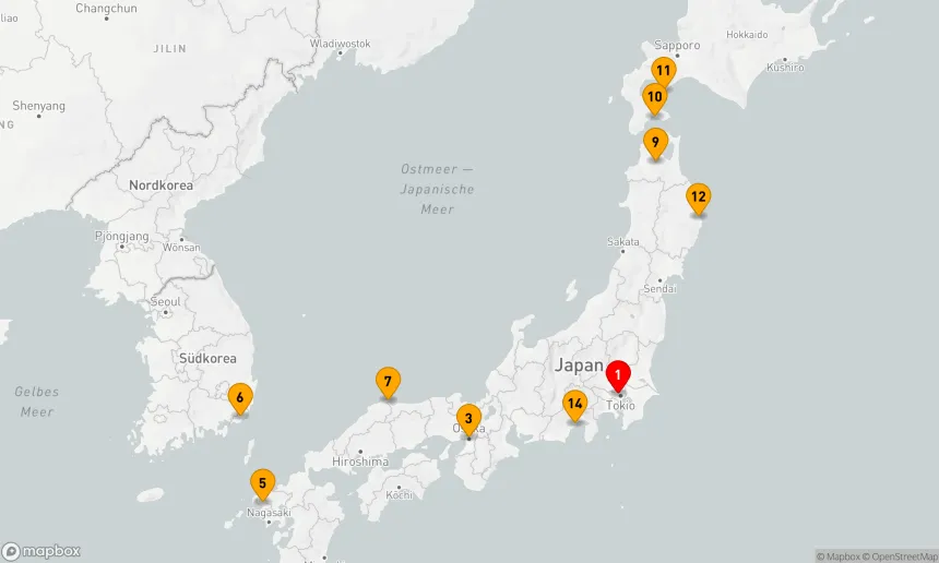 Route 14 Nächte - Zauberhafte Küsten Japans und Koreas