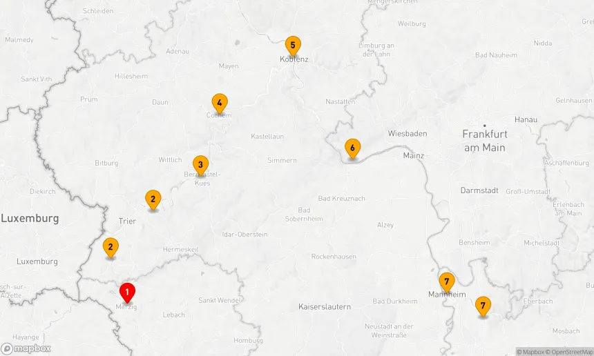 Route 7 Nächte - Zeitreise auf Saar,  Rhein,  Neckar und Mosel