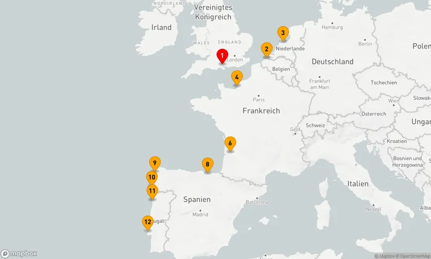 Route 11 Nächte - Zwischen Küsten und Kulturen: Entdeckungen entlang Europas Westen